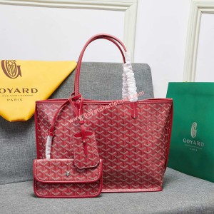 Goyard Goyardine Saint Louis Calfskin Tote Red