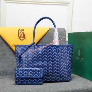 Goyard Goyardine Saint Louis Canvas Tote Blue