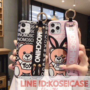 モスキーノmoschino iphone12/12 pro maxケース ベルト付き iphone11 pro max人気ケース リング付き 熊 ...