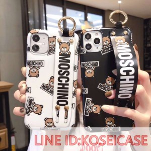 moschino iphone12 pro maxケース モスキーノ ベルト付き アイフォン12 プロ マックス ケース クマ ウ ...