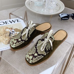 Loewe Lace Up Mule Women Suede and Calfskin In Python