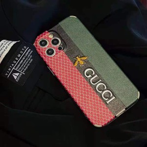 グッチ ブランド iPhone13 pro max iphone13mini携帯ケース レザー ビーGucci 刺繍ロゴ HUAWEI P40 PRO ...