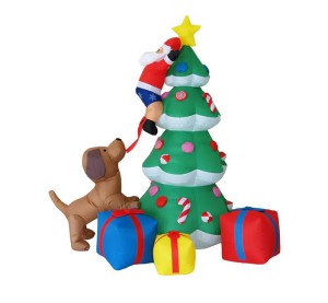 Christmas Inflatable Santa on Tree with Doggy and gifts  https://www.fulechristmas.com/