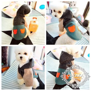 オリジナル 犬服 ラシャコート かわいい くまのワッペン付き ペットウェア 秋冬服 厚手 帽子付き犬服
h ...