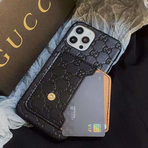 gucci 背面にカード入れ付き ケース iPhone 13ハイブランド 皮製保護ケースアイホン12Promax/12 型押し ...