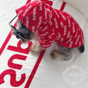 シュプリーム 犬 服 プルパーカー supreme 犬服 プルオーバー おしゃれ ドッグウェア 赤い 小型犬 中型 ...