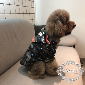 アベイシングエイプ シャーク 犬服 秋冬 オシャレ 迷彩柄 ペットウェア フード付き パーカー  bape a b ...