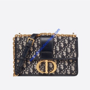 Dior 30 Montaigne Chain Bag Oblique Jacquard Blue