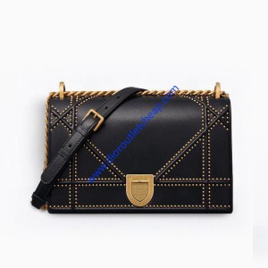 Diorama Bag Studded Archicannage Lambskin Black