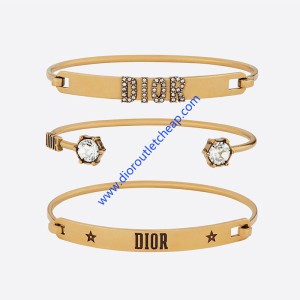 Diorevolution Bracelet Set Metal and White Crystals Gold