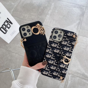 Dior アイフォーン12 mini カード収納 携帯ケース dior 定番柄iphone12pro/12 保護ケース 布製 刺繍 チ ...