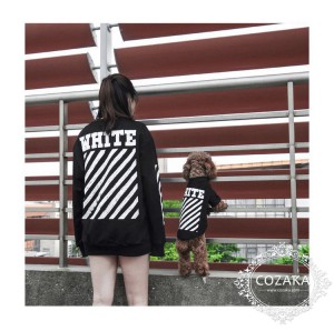 off white 犬服 スウェット おしゃれ 犬とのペアルック オフホワイト ドッグウェア パーカー ストリー ...