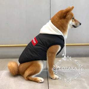 シュプリーム 犬服 ダウンベスト フード付き supreme 犬の服 ドッグウェア コート 小型犬 中型犬 猫 ペ ...