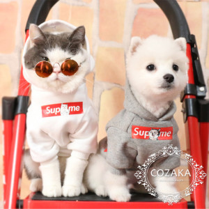 シュプリーム 犬服 パーカー パロディ supreme フーディー ペットウェア 小型犬 中型犬 犬用 猫服 洋服 ...