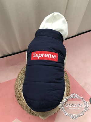 シュプリーム 犬服 綿入り ベスト 厚手 暖かい 5色 supreme 犬用 中綿ジャケット 防寒 帽子付き犬服 秋 ...