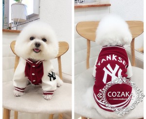 ヤンキース 犬用 野球パーカー オシャレ nyy 犬服 パーカー ブルー レッド ペットウェア ニューヨーク ...