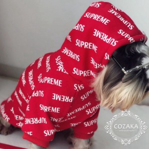 シュプリーム 犬 服 プルパーカー supreme 犬服 プルオーバー おしゃれ ドッグウェア 赤い 小型犬 中型 ...