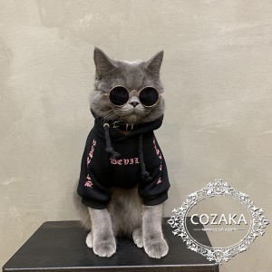 オリジナルペットグッズ 犬服 秋冬 猫服 防寒 可愛い フードパーカー 帽子付き 角フード キュート 悪魔 ...