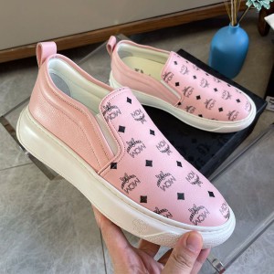 MCM Visetos Monogram Slip-On Sneakers In Pink