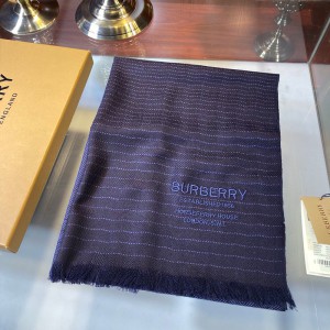 Burberry Cashmere Stripe Scarf In Navy Blue