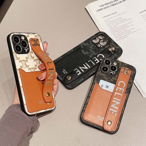 Celine 女性愛用アイフォーン13 pro max/13pro手首ストラップ付き保護ケースiPhone12 pro/12カード収納 ...