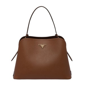 Prada 1BA249 Saffiano Leather Matinee Handbag In Brown