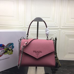 Prada 1BA186 Saffiano Leather Monochrome Bag In Pink