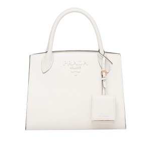 Prada 1BA156 Saffiano Leather Monochrome Bag In White