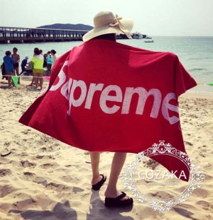 supreme beach towel シュプリーム ビーチタオル supreme バスタオル エアコンブランケット 大判 赤 黒 ...