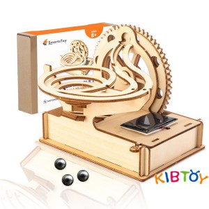 Wooden Marble Run 3D Puzzle Roller Coaster – Battery and Solar Powered Mechanical Model Ki ...