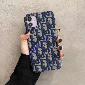 Dior Oblique Embroidery iPhone Case Blue