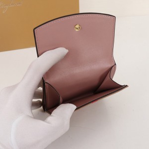 Burberry Luna House Check And Leather Wallet In Pink