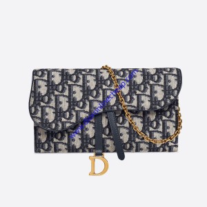 Dior Saddle Wallet Oblique Jacquard Blue