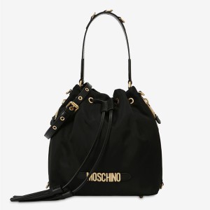https://www.moschinooutletnew.com/moschino-lettering-logo-nylon-bucket-bag-black.html