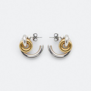 Bottega Veneta Loop Earrings In Metal Silver/Gold