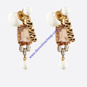 Dior Tribales Earrings Metal, White Resin Pearls And Crystals Brown