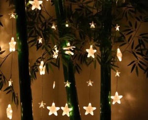 LED CURTAIN LIGHTS WITH STAR:
MATERIAL	
PP,PVC,COPPER,PS,LED
COLOUR	     
CLEAR WIRE,WARM WHITE  ...