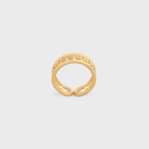 Celine Triomphe Multi Cuff Ring in Brass with Gold Finish Gold