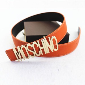 Moschino Logo Buckle Large Embossed Belt Orange
