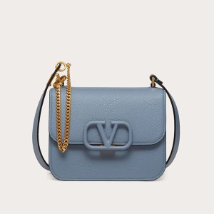 Valentino Small Vsling Shoulder Bag In Calfskin Sky Blue