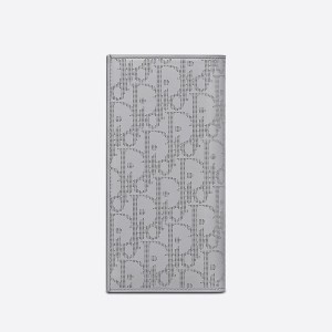 Large Dior Vertical Wallet Oblique Galaxy Leather Grey