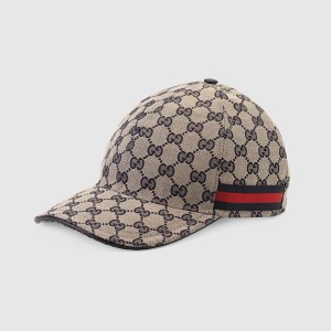 Gucci Baseball Hat with Web Stripe GG Supreme Canvas Blue/Beige
