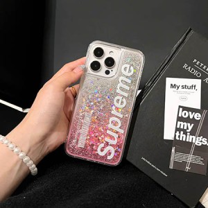 人気でトレンディなシュプリームブランドの女性用iPhone 15ケースは、光沢のある透明なデザインです。  ...