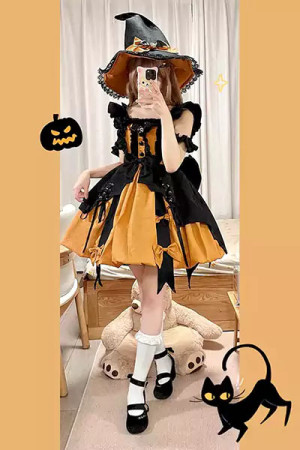 かぼちゃ色 lolita 魔女 ドレス ハロウィン 仮装 メイド服 女性 コスプレ 衣装 可愛い
https://cosmimi ...