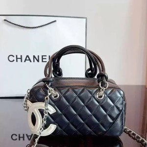 シャネル CHANEL ミニハンドバッグ ミニボーリングバッグ スーパー コピー カンボンライン 黒 ブラック ...