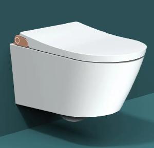 This wall-hung toilet from SEEWIN has a one-piece ceramic structure with P-trap design. It featu ...